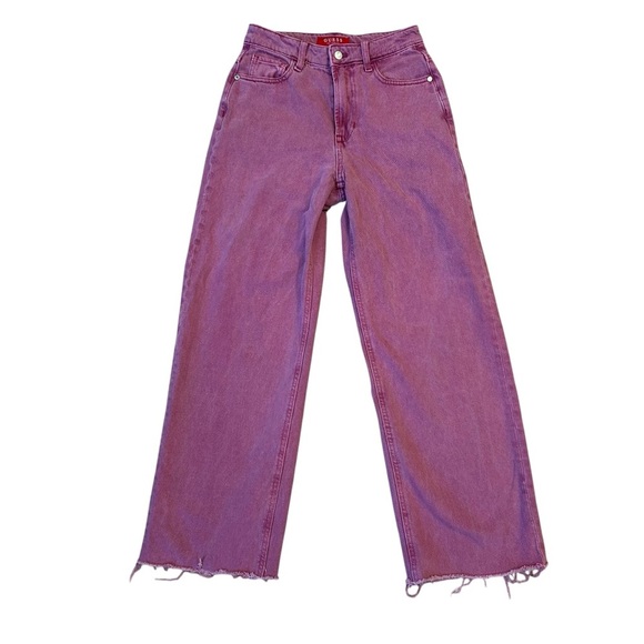 Guess Mauve Purple Pink Denim Wide Leg High Rise Pants 25 - Picture 2 of 9